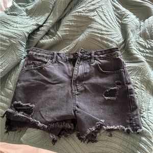 Black denim shorts